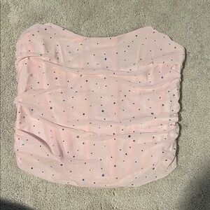 size large sparkly pink rouched strapless corset top